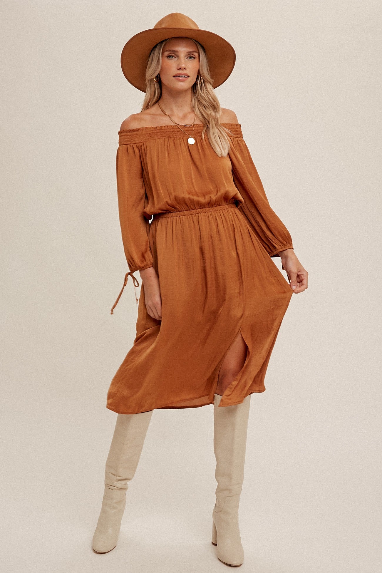 PUMPKIN SPICE MIDI DRESS