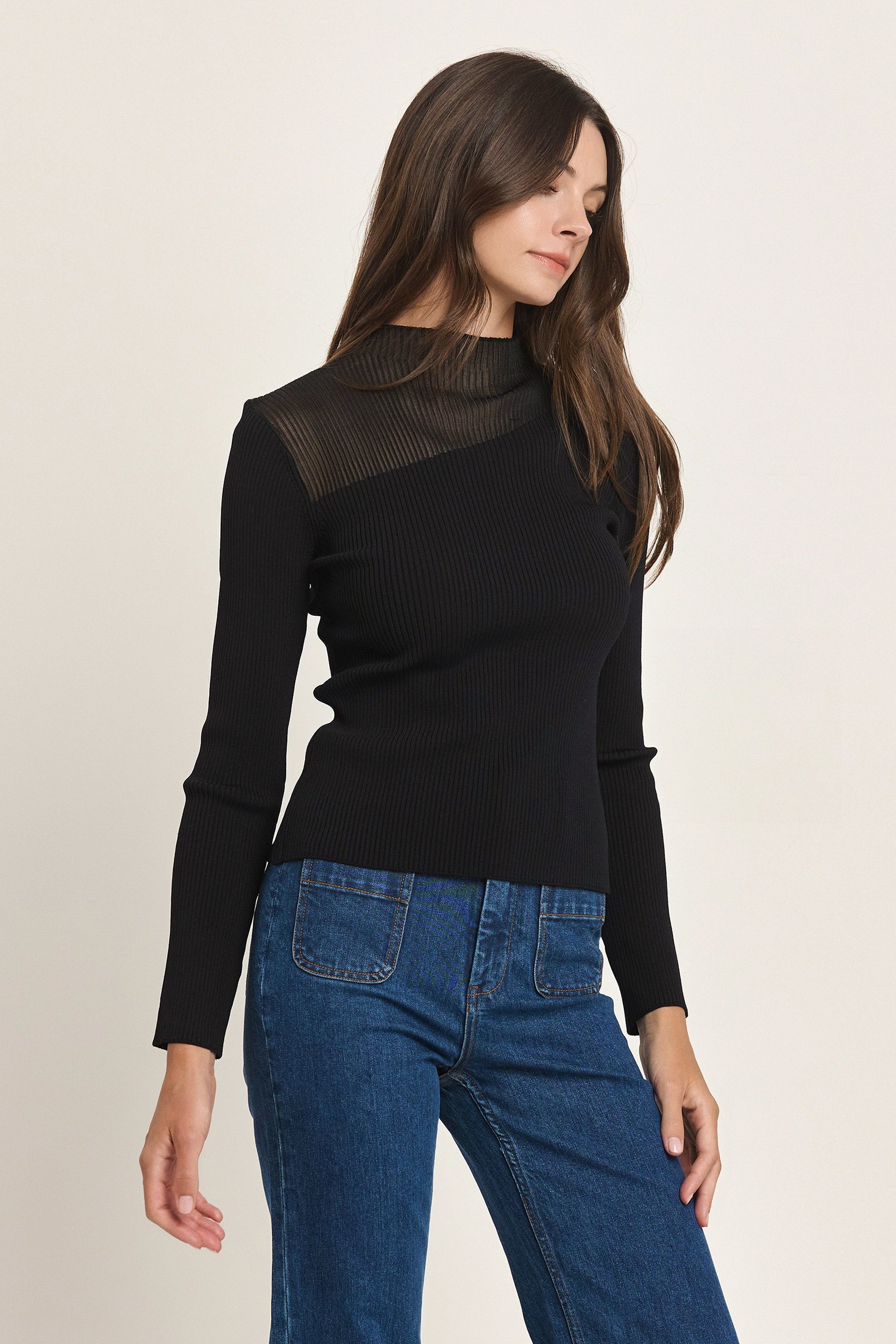 cold shoulder turtleneck top