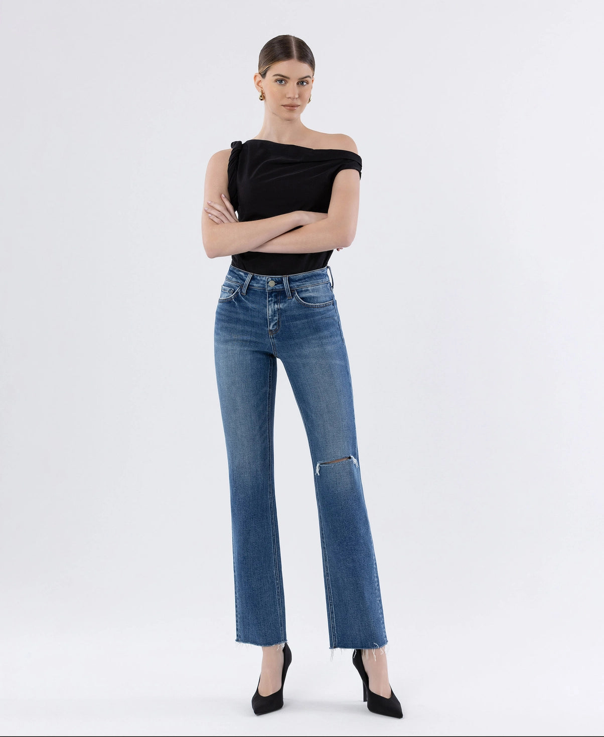 MIDNIGHT IN PARIS RAW HEM STRAIGHT JEANS