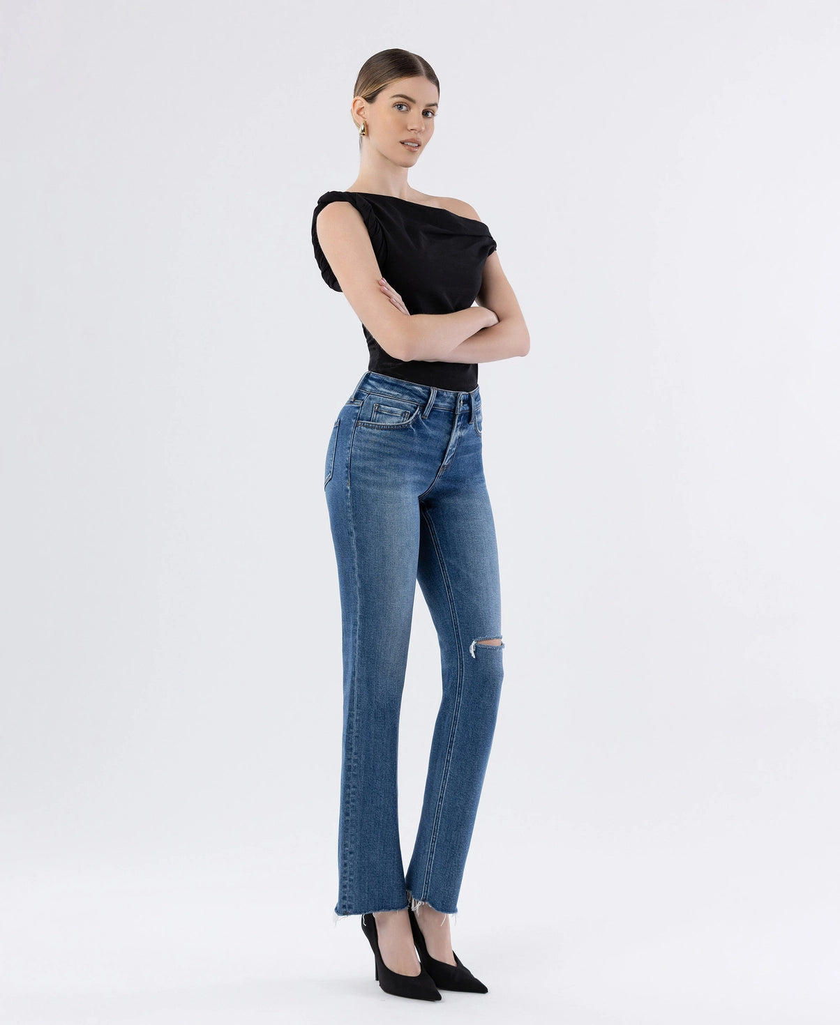 MIDNIGHT IN PARIS RAW HEM STRAIGHT JEANS